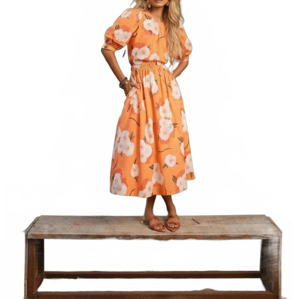 NEW BEYOND BY VERA amber midi skirt in orange